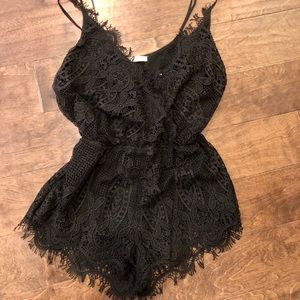 Scalloped crochet lace romper